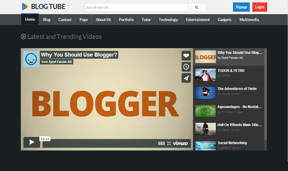 Best Blogger Video Theme