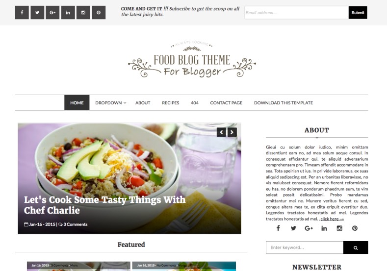 Food and Recipe Blogger Template 2024